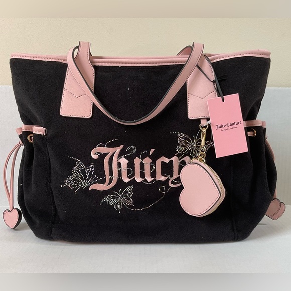 Juicy Couture Handbags - Juicy Couture Black and Pink Wingin It Tote Bag